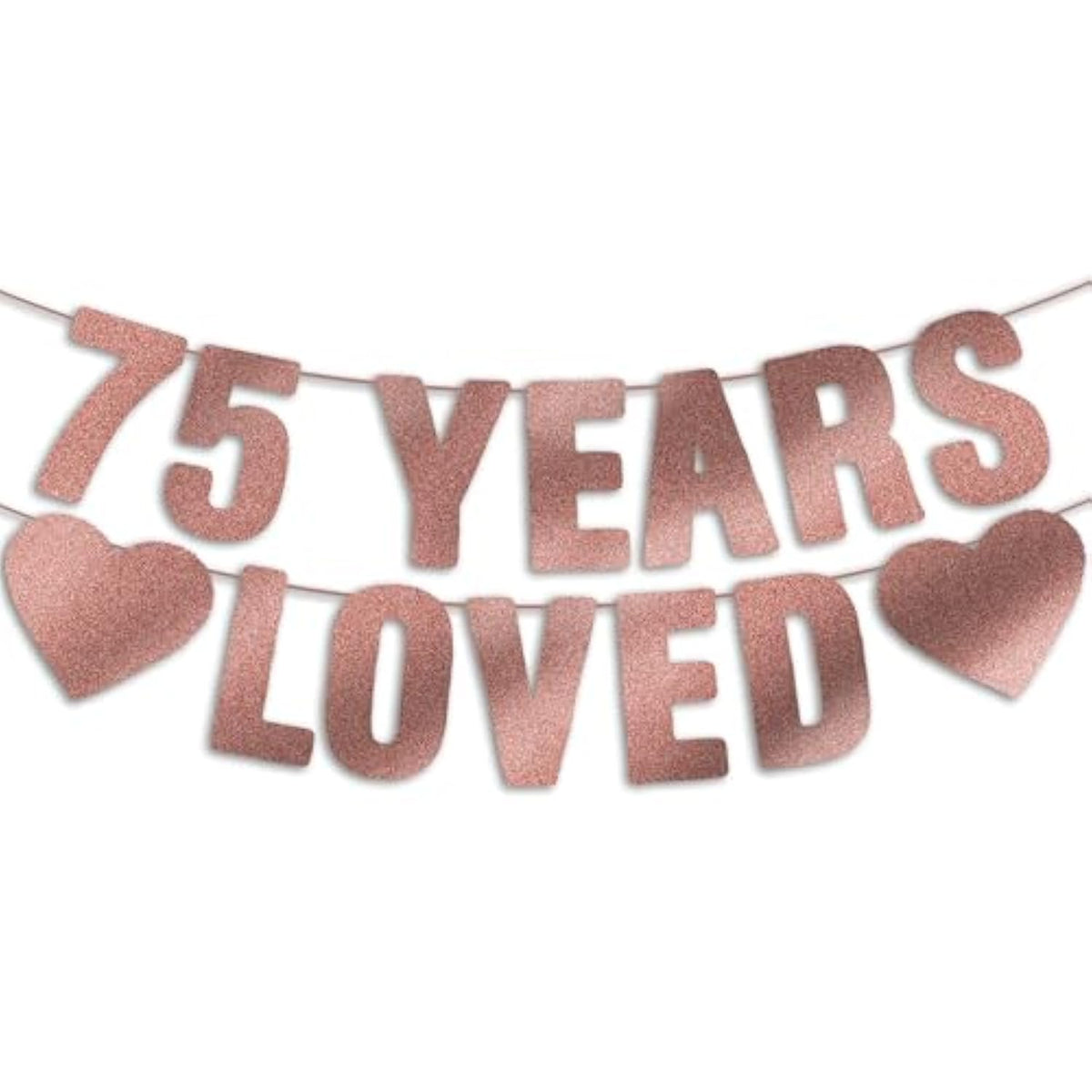 Pre-Strung Rose Gold 75th Birthday Banner, Party Decorations for Women