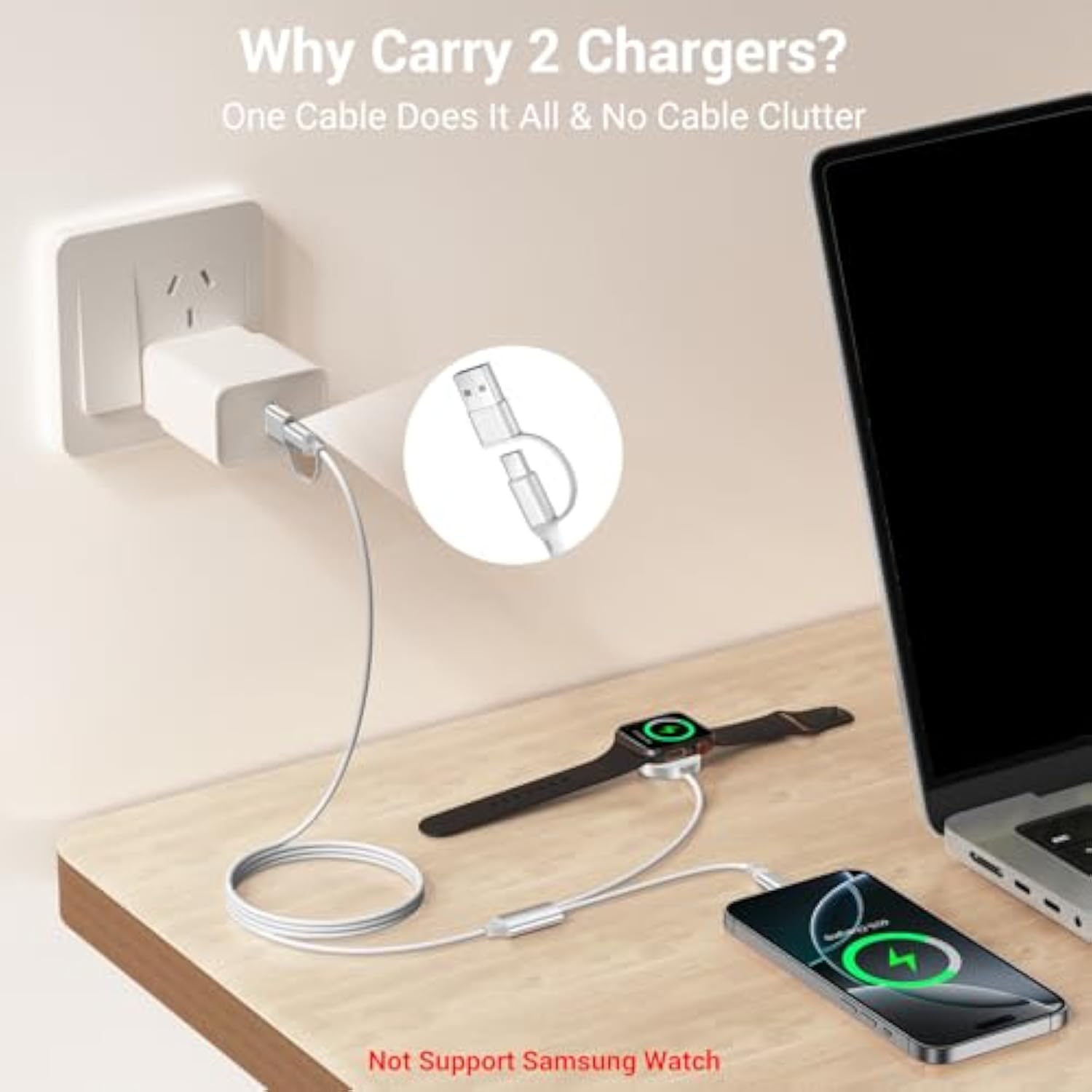 ???????? ???????????????? For Apple Watch Charger, [Usb A/C Dual Port][Portable Travel Essentials]Compatible With Iphone 17/16/15, Magnetic Wireless Charging For Iwatch Series Ultra 2/Se 2/10~1, [4Ft]
