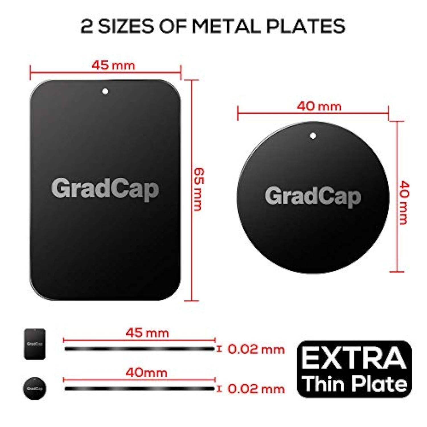 Metal Plates for Magnetic Phone Mount 4 Pack Ultra Thin Black with Adhesive