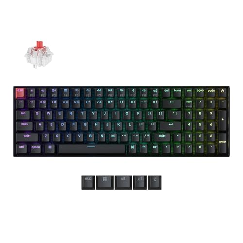 K4 96% Layout Qmk Wireless And Wired Options Mechanical Keyboard Super Red Switch, Rgb Backlight With Shine-Through Double-Shot Pbt Keycaps For Mac Windows-Version 3