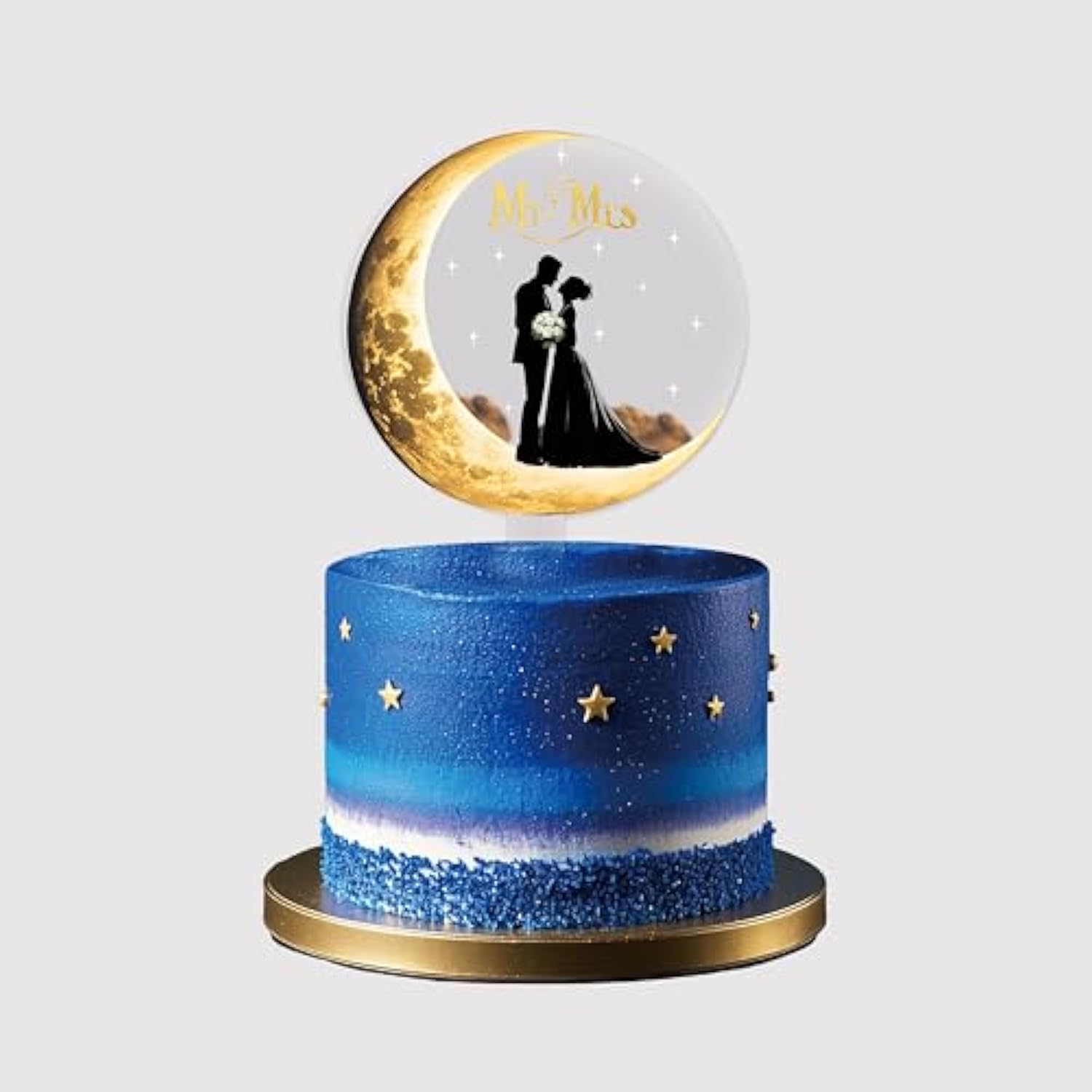 Mr And Mrs Wedding Cake Toppers - Moon-Shaped Acrylic Bride And Groom Just Married Bridal Shower Wedding Toppers For Cake?2D)