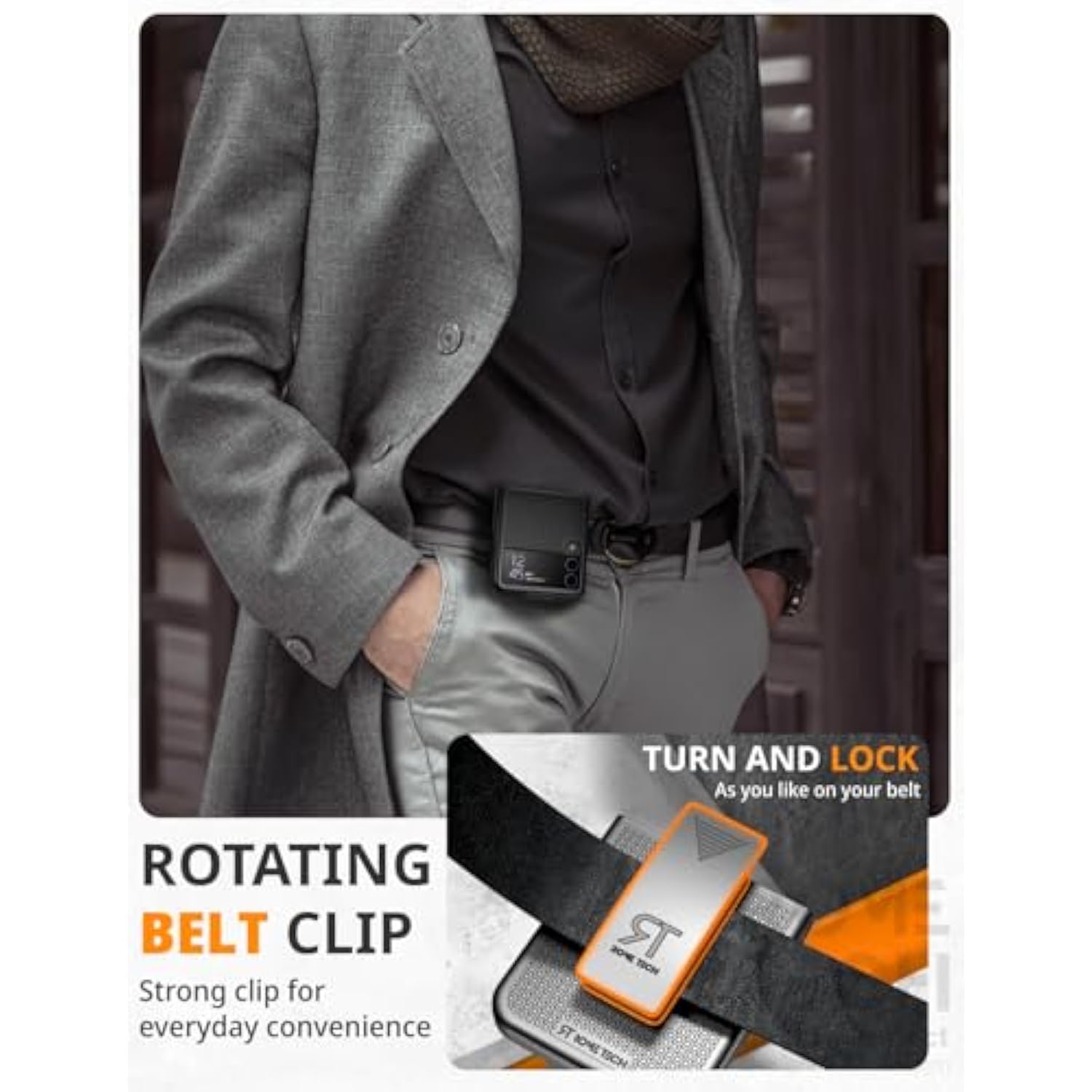 Designed For Samsung Galaxy Z Flip 3 Case With Belt Clip Holster - Kickstand Cover Phone Case - Black