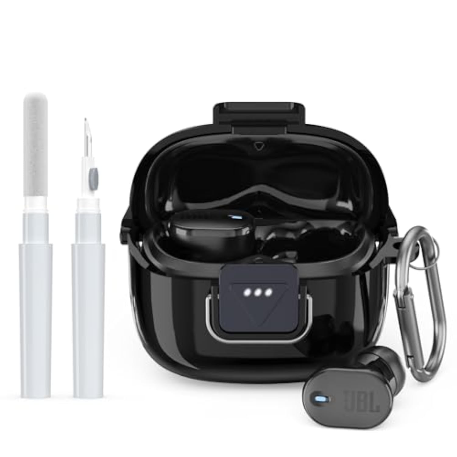 Secure Lock Case Cover for JBL Tune Buds 2 with Cleaner Kit and Keychain - Compatible with JBL Tune Buds 2nd Gen Earbuds Charging Case