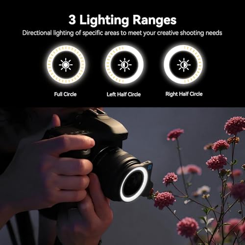 Macro Lens Ring Light, 32 High CRI LEDs with 45 Lighting Modes for 37mm/52mm Thread, Ideal for 100mm SLR Macro Lens Attachments