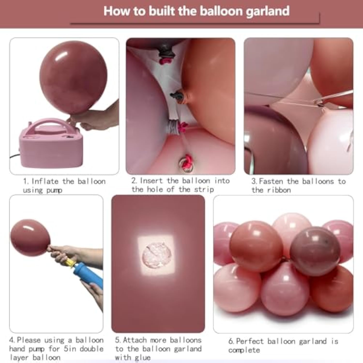 Dusty Pink Balloon Arch Kit: Double Stuffed Mauve Blush Garland