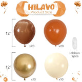 Burnt Orange Balloon Set: Fall Party Decor - Gold, Brown & Ivory, 60pcs