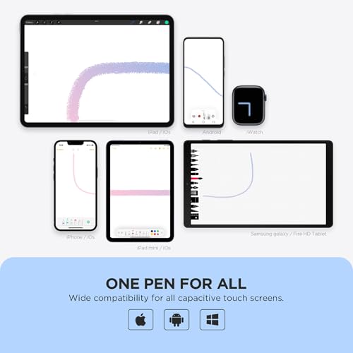Stylus Pen for Touch Screens, Disc Tip & Magnet Cap Styli Pencil Compatible with  iPad pro/iPad 6/7/8/9/iPhone/ Galaxy Tab A7/S7/Fire HD