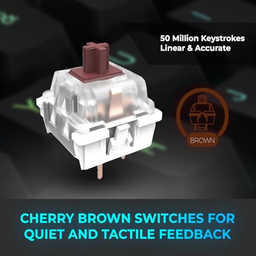 Easytouch 150 Ergonomic Wired Mechanical Keyboard With Cherry Mx Brown Switches, Integrated Palm Rest, Dedicated Copilot Ai Hotkey, Full-Sized Layout With Numeric Pad For Comfortable Typing