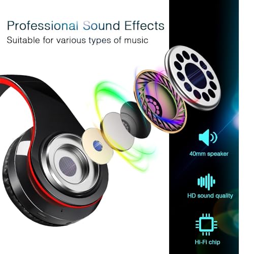 Bluetooth Over The Ear Headphone Stereo Sound Computer PC Headset for Gaming Meeting Chat with Mic/Soft Earmuffs/Foldable/TF 3.5mm Jack for Universal