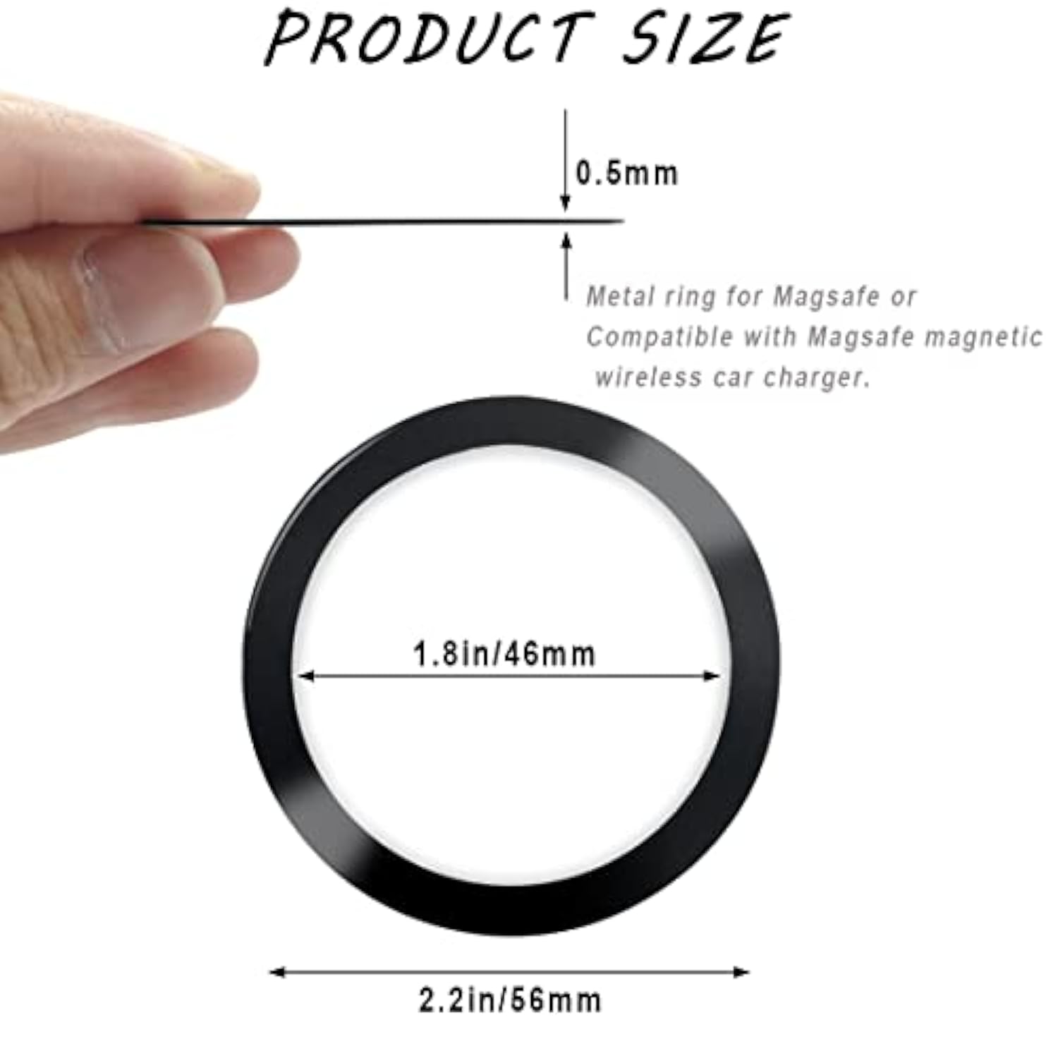 12 Pcs Universal Metal Ring Sticker Compatible With Magsafe Magnetic Wireless Charging Iphone 15 14 13 12 Pro Max Samsung Galaxy, 2 Styles Ultra Thin Notched And Round Ring Car Charger Kit(No Magnet)