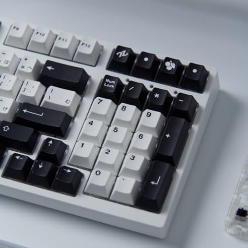 133 Keys Japanese Keycap Cherry Profile Dye Sub Pbt Black And White Keycaps Set Fit For 61/64/87/104/108 Cherry Mx Switches Mechanical Keyboard