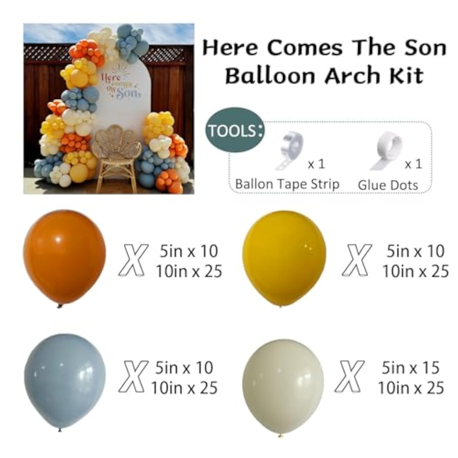 Here Comes The Sun Balloon Arch Kit: Retro Baby Shower Decor