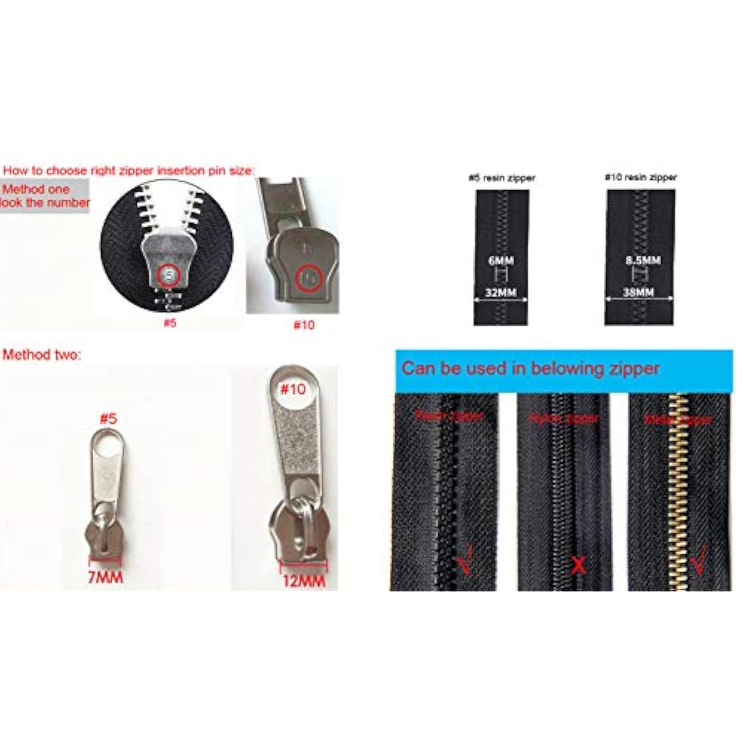 20 Pcs #5 Metal Zipper Retainer Box And Zipper Insertion Pin,Bottom Sl