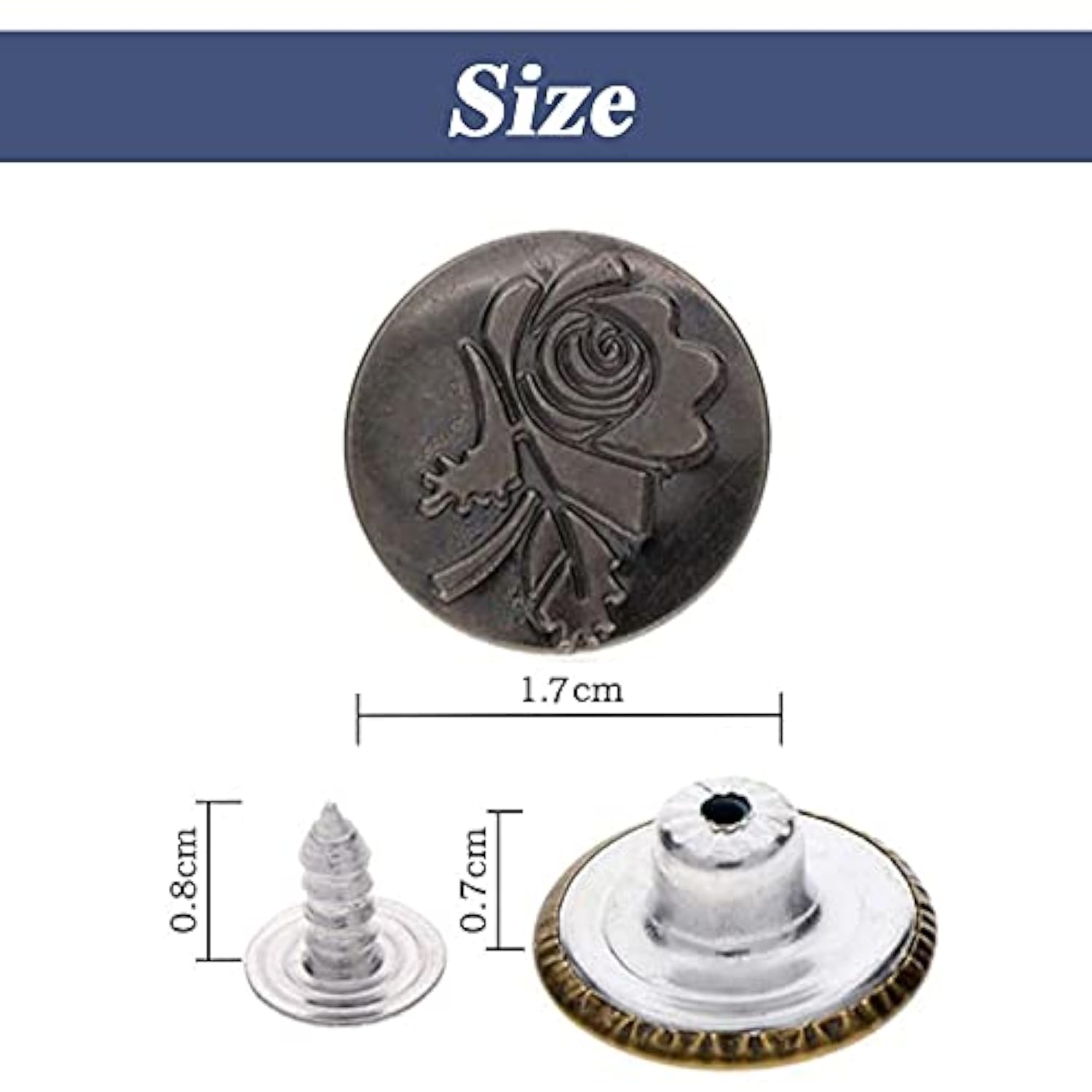 80 Sets Metal Jeans Button Pins Fix Snap Fasteners Tack Buttons Replac