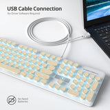 Typewriter Keyboard 104-Key Punk Gaming Retro Keyboard Led Ice Blue Backlit Cute Keyboard With Wired Usb Suitable For Pc/Win/Mac/Laptop Computer Keyboard (Khaki)