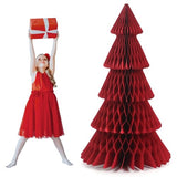 3 ft x 20 in Christmas Tree, 3D Honeycomb Paper Tree, Red