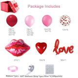 138Pcs Valentines Day Balloon Garland Arch Kit, Pink Red Rose Pink Balloons With Love Lips Foil Balloons For Valentines Birthday Wedding Anniversary Party Decorations