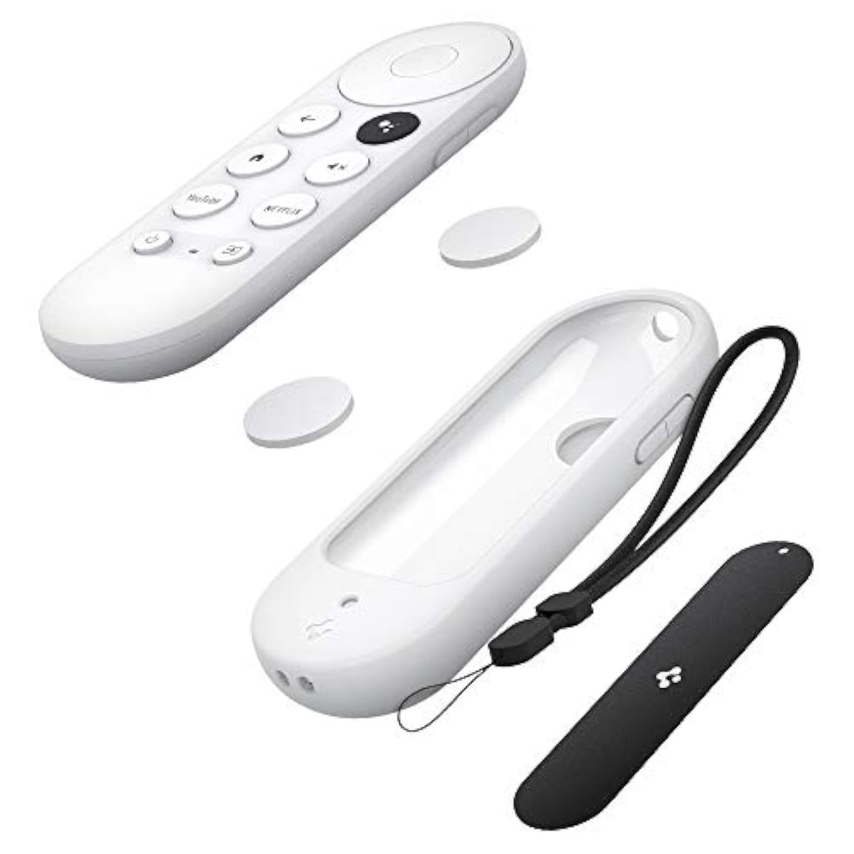 Spigen Silicone Fit Designed for Chromecast with Google TV Voice Remote Case Cover (Metal Plate and Magnetic Included) - White