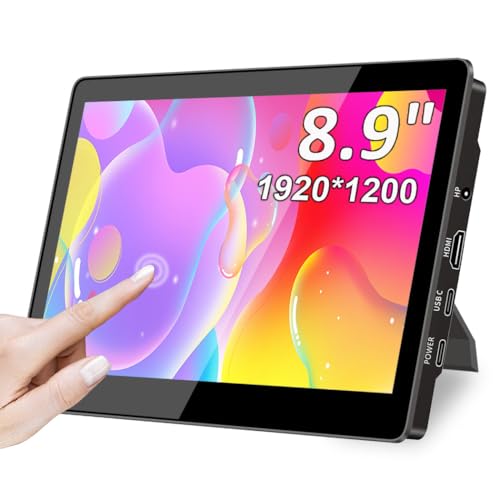 Portable Monitor Touchscreen,8.9 Inch Small Monitor For Computer| 1920 * 1200 |16:10|450Nits|Optical Bonding| Hdmi/Usb-C Port|Mini Display For Raspberry Pi Laptop Mini Pc Mac