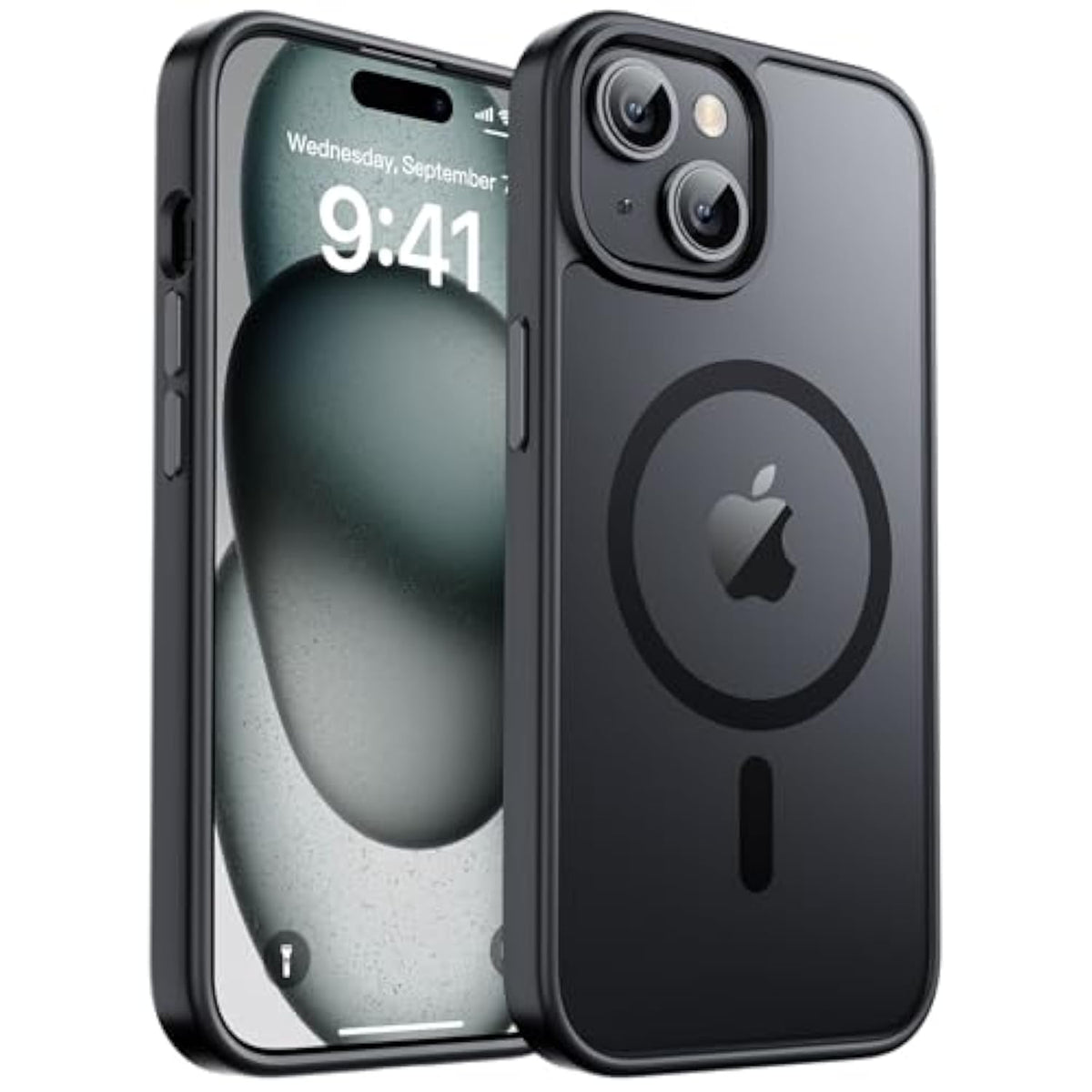 iPhone 14 15 Magnetic Magsafe Case Slim Matte Shockproof Black