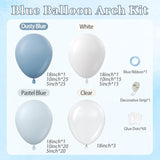Dusty Blue Balloon Arch Kit With Clear Pastel Blue And White Balloons For Wedding Bridal Baby Shower Birthday Party Decorations