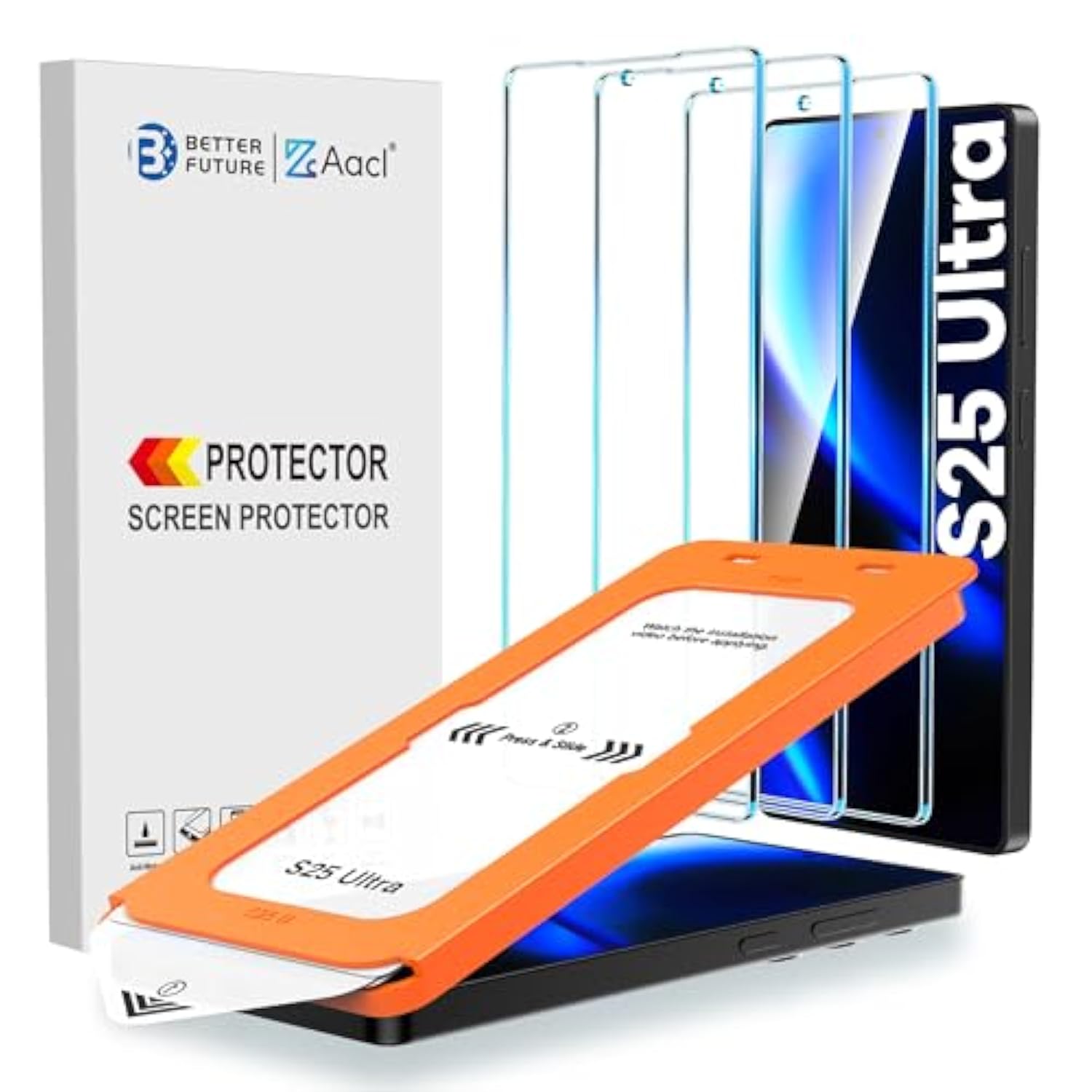 3-Pack For Samsung Galaxy S25 Ultra Screen Protector Tempered Glass, 9H Glass For S25 Ultra Screen Protector 5G, [Fast Alignment Tool] [Bubble Free] [6.9 Inch]
