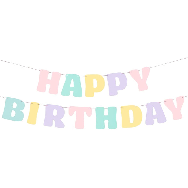 Pastel Happy Birthday Banner - 1 Piece | Rainbow Bday Party Decoration