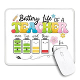 Battery Life Of A Teacher Non-Slip Mouse Pad With Stitched Edge, Funny Teaching Gifts, Teachers Day Gifts For Women Friends, Appreciation Gifts For Teacher Assistant, Back To School Gifts