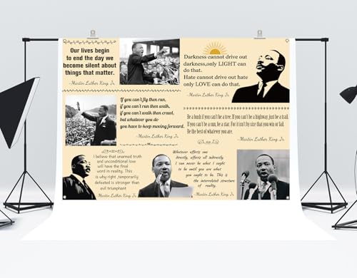 Martin Luther King Jr. Day Photo Booth Backdrop for Bulletin Board Decorations History Famous Quote MLK Day Decor Inspiration School Classroom Wall Decor (7×5ft)