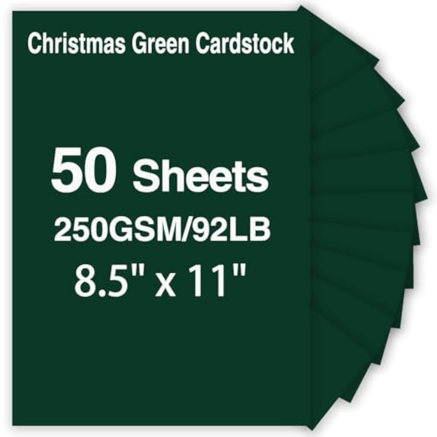 Christmas Green Paper, 50 Sheets 8.5 X 11 Green Cardstock, 250Gsm/92Lb Card Stock Printer Paper For Christmas, Halloween, Invitations, Crafts, Diy Cards, Scrapbooking, And Stationery Printing