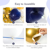 187Pcs Navy Blue And Gold Balloons Arch Garland Kit, 5 10 12 18 Inch Royal Blue Gold White Balloons With Gold Star Foil Balloons For Anniversary Wedding New Year Birthday Party Decorations