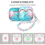Marble Case For Airpods 4 Cute Aesthetic Cover Compatible With Air Pods 4St Generation (2024) Shell For Girls Pink Blue