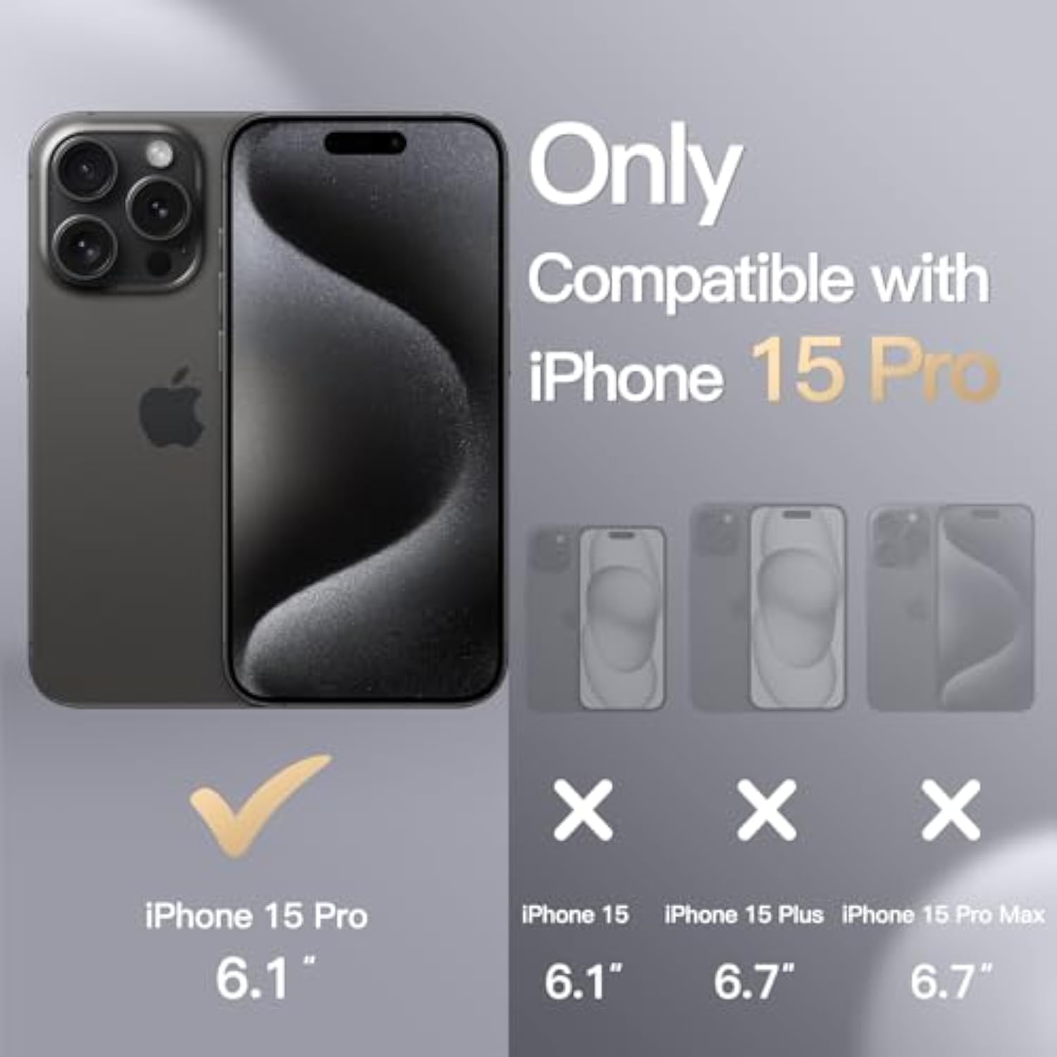 JETech Silicone Case for iPhone 15 Pro 6.1-Inch, Silky-Soft Touch Full-Body Protective Phone Case, Shockproof Cover (Black)