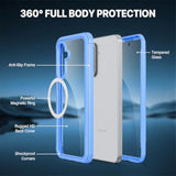 Magnetic Case For Samsung Galaxy A36 5G / Samsung A56 5G, Full Body Phone Case Built-In 9H Tempered Glass Screen Protector [Compatible With Magsafe] Shockproof Bumper Clear Cover - Blue