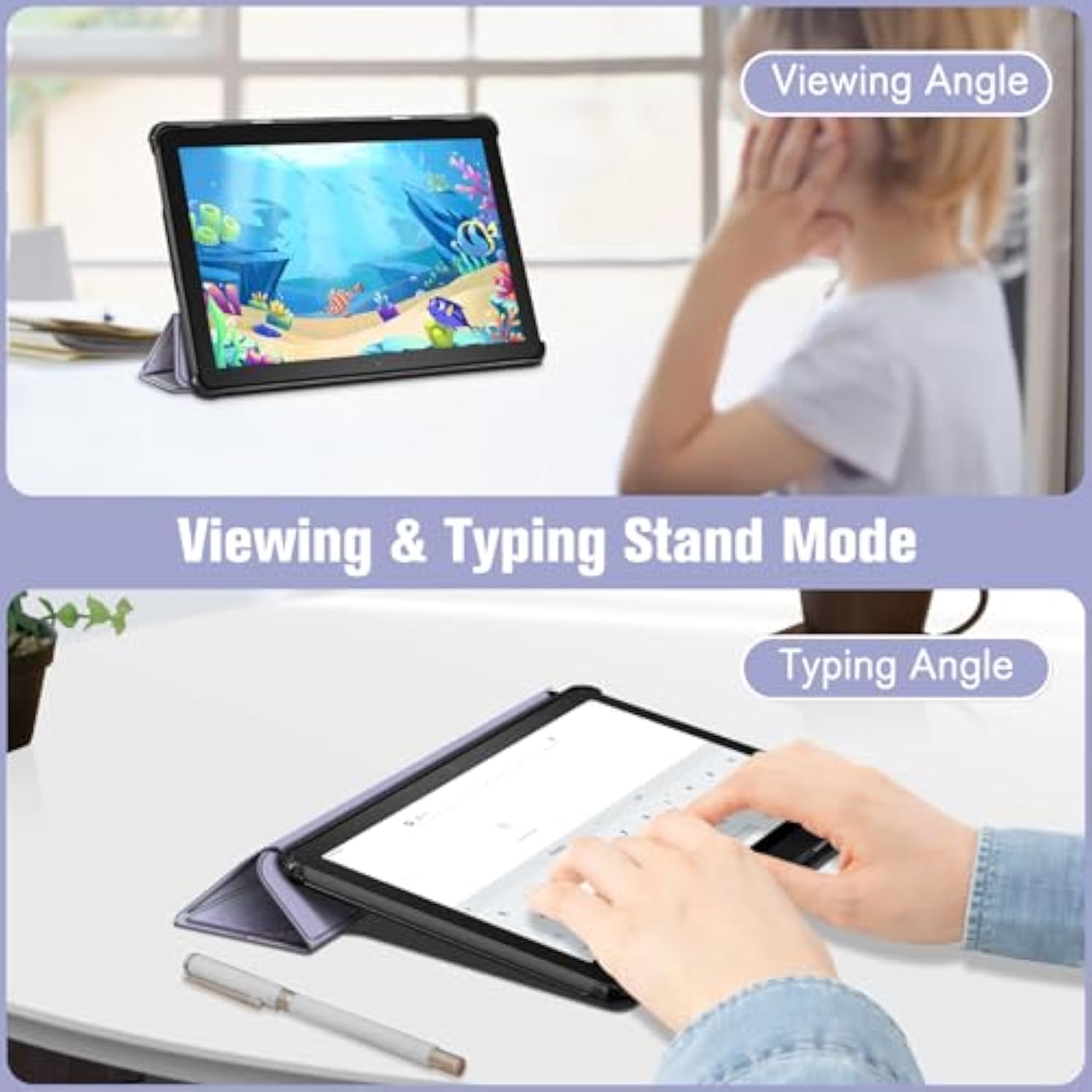 Fintie Slim Case For Allnew Fire Hd 10 Tablet (13Th Generation, 2023 Release) Trifold Lightweight Hard Shell Stand Cover With Auto Wake/Sleep, Lilac Marble