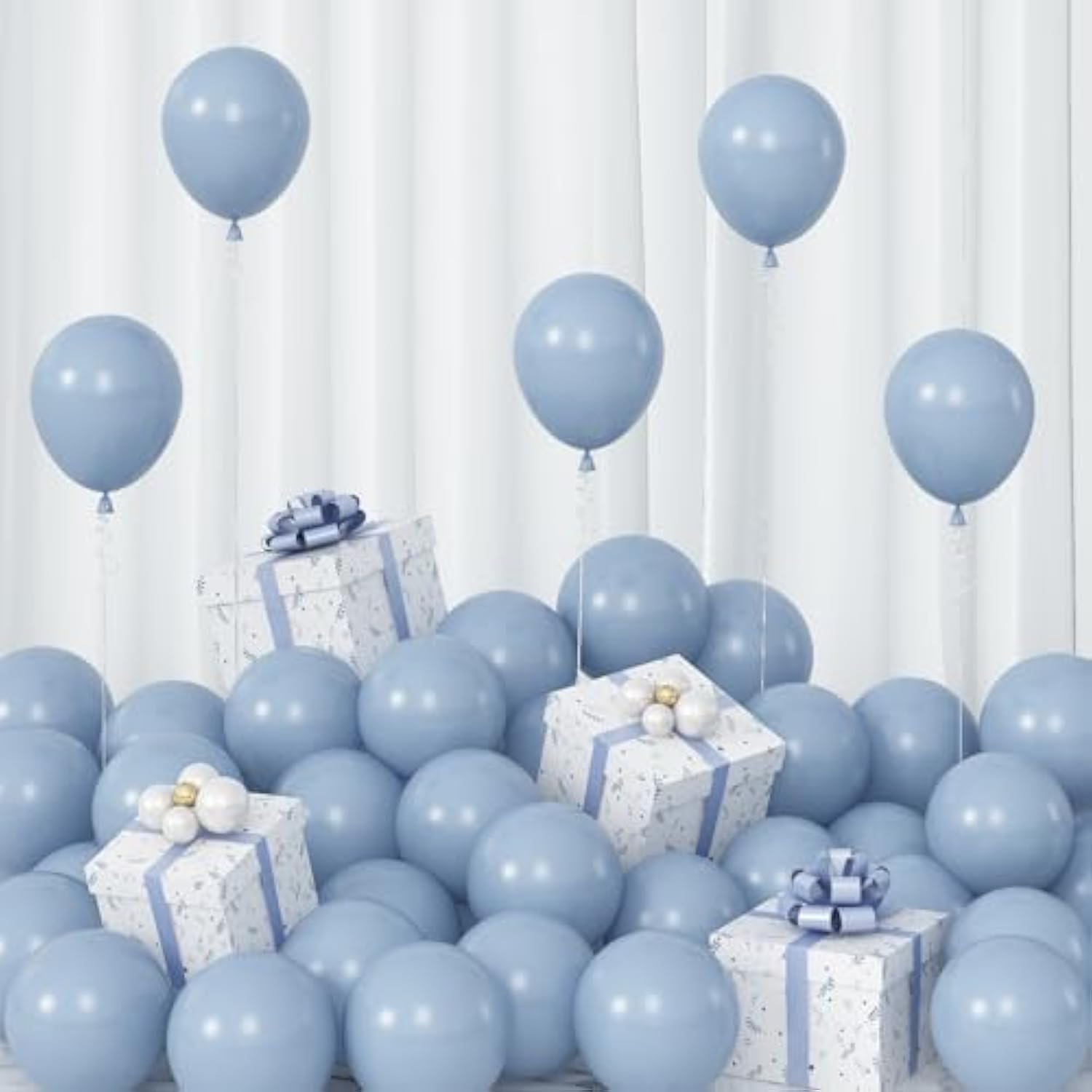 Dusty Blue Balloons 5Inch Small Haze Blue Balloon 60Pcs Mini Round Aqua Fog Mist Latex Balloon For Arch Garland Girls Boys Retro Boho Birthday Party Decoration Wedding Baby Bridal Shower Bachelorette