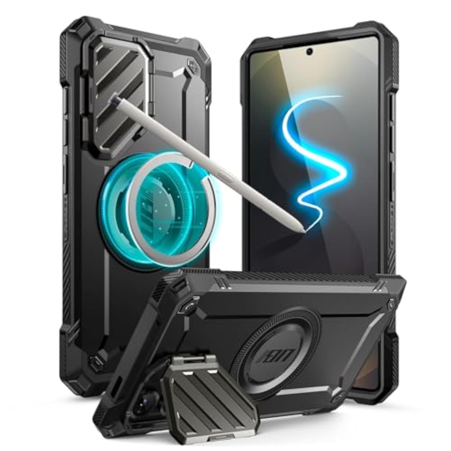 Samsung Galaxy S25 Ultra SUPCASE Case with Camera Cover Stand, Black