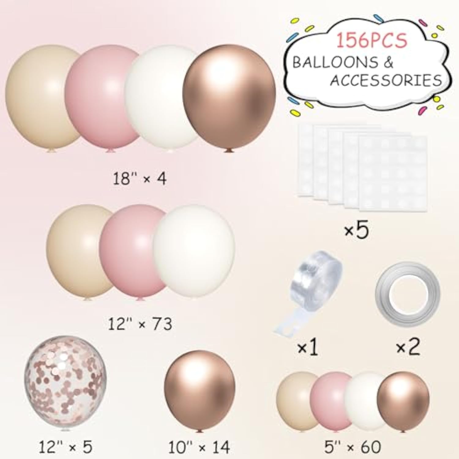 156pcs Boho Balloon Garland Kit in Pink, Brown & Gold for Weddings  Parties