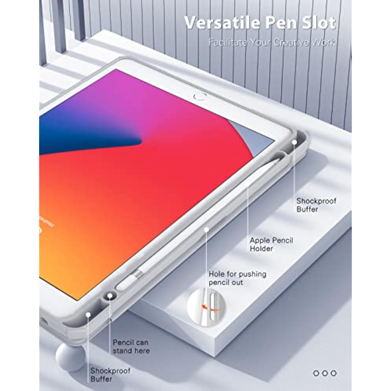 For Ipad 9Th Generation Case 2021, 10.2 Inch Ipad Case With Pencil Holder, Sma