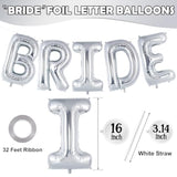 Silver Bride Balloons,16 Inch Bridal Shower Balloons,Bride Balloon Banner For Bachelorette Party Decorations,Bridal Photo Booth Bride Letter Banner For Wedding Engagement Party (Silver)