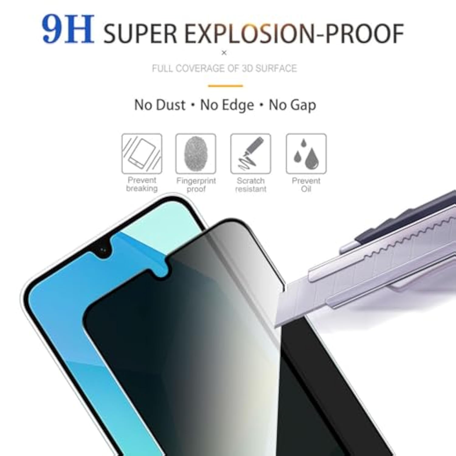 2 Pack Privacy Screen Protector For Samsung Galaxy A06 [Anti-Spy Tempered Glass], Ultra Hd, Anti-Scratch, Bubble-Free, Easy Install 9H Protective Glass For Galaxy A06