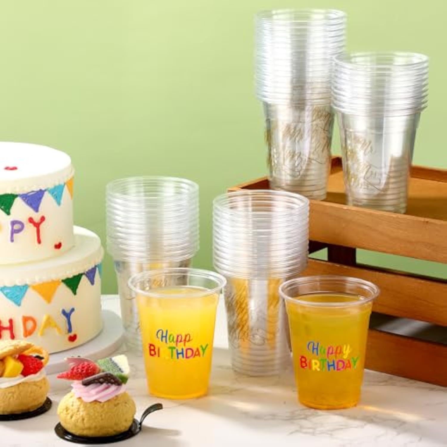 50 Pcs Happy Birthday Cups 12 Oz Birthday Plastic Glasses Clear Disposable Cups Theme Drinking Glasses For Home Kitchen Theme Party Favors Supplies Decoration