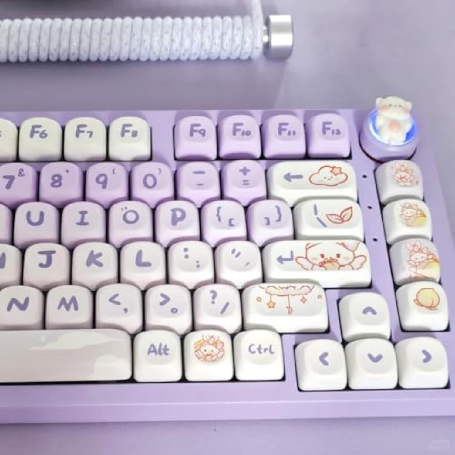 Keycaps 142 Keys Purple Rabbit Cute Moa Profile Dye-Sublimation For Cherry Mx