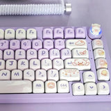 Keycaps 142 Keys Purple Rabbit Cute Moa Profile Dye-Sublimation For Cherry Mx