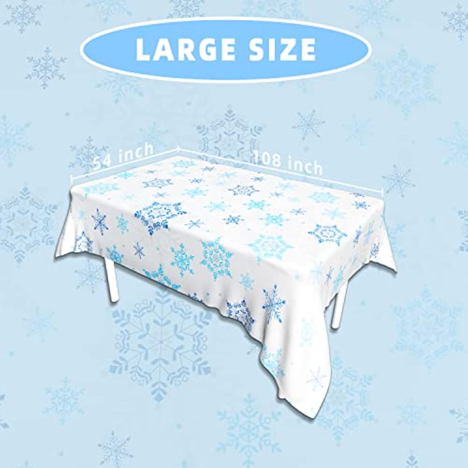 3 Pack Christmas Tablecloth, 54 X 108 Inch Blue And White Snowflake Tablecloth, Disposable Plastic Waterproof Rectangle Table Cover For Christmas Decorations Party Supplies