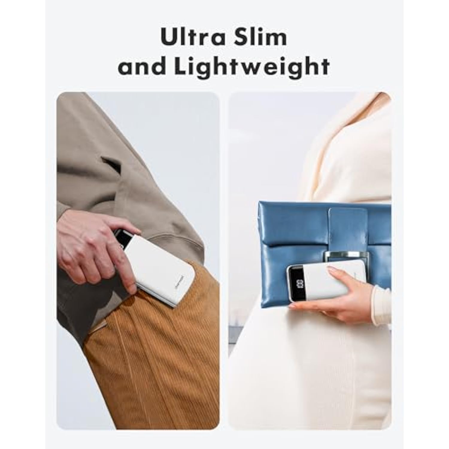 Portable Charger with Built-In Cables, 10000mAh Slim Power Bank, 6 Outputs, 3 Inputs