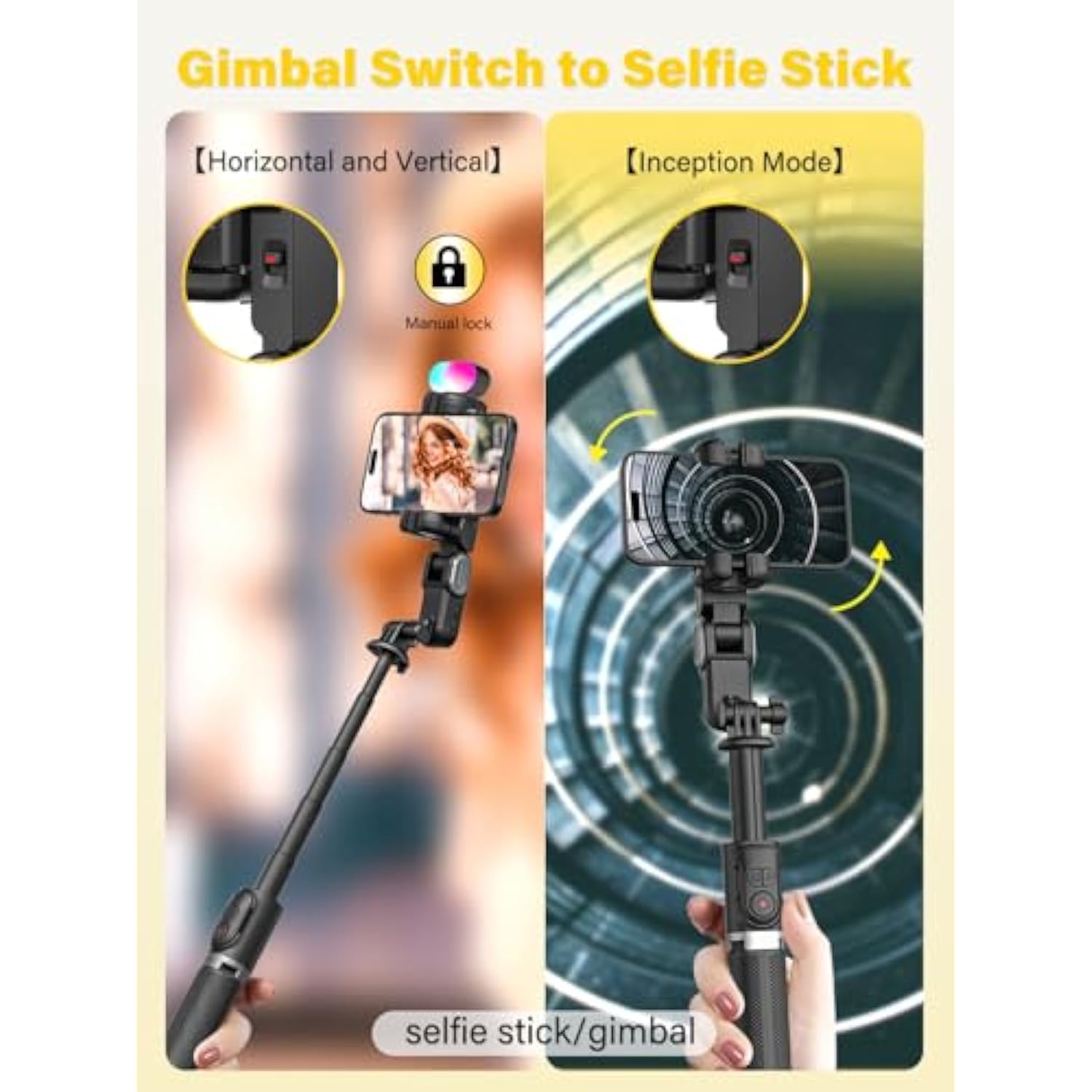 Gimbal Stabilizer For Smartphone,2-Axis Stabilizer Without App Face Tracking,4 In 1 Portable Phone Tripod,Stabilizer For Iphone& Android,108Cm Extension Rod, M2Pro Black