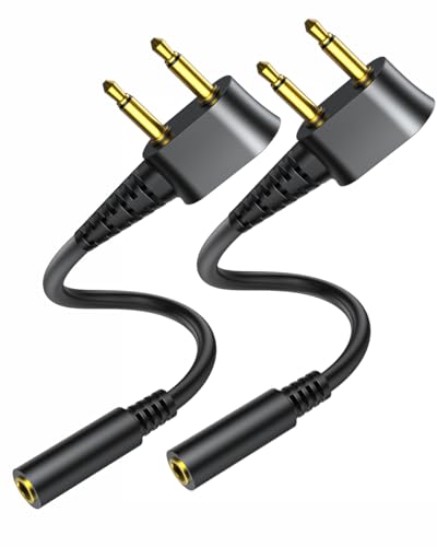 Airplane Headphone Adapter with Cable 12 Inch - Universal Gold Plated Dual 3.5mm Airline Audio Converter - Flexible Cord Fits Recessed Jacks &
