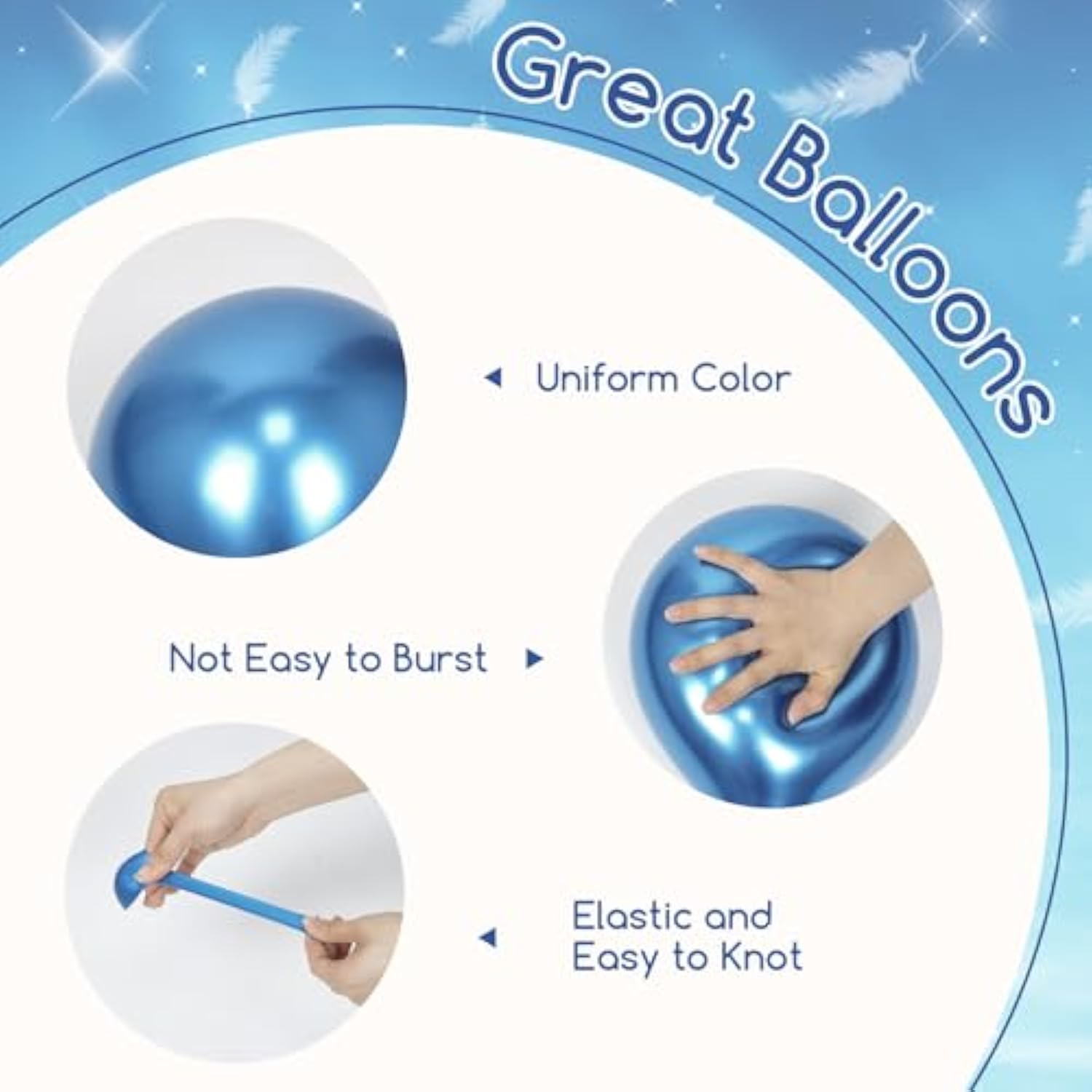 60Pcs Blue And White Balloons 12Inch With Pastel Pearl Light Blue Confetti White Balloons For Bridal Baby Shower Wedding Birthday Party Decorations