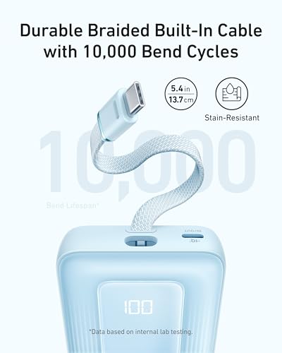 Anker Portable Charger, 10,000mAh 30W Power Bank, USB-C in and Out Fast Charging Battery Pack, Travel Essential Phone Power Bank, for iPhone 17/16,